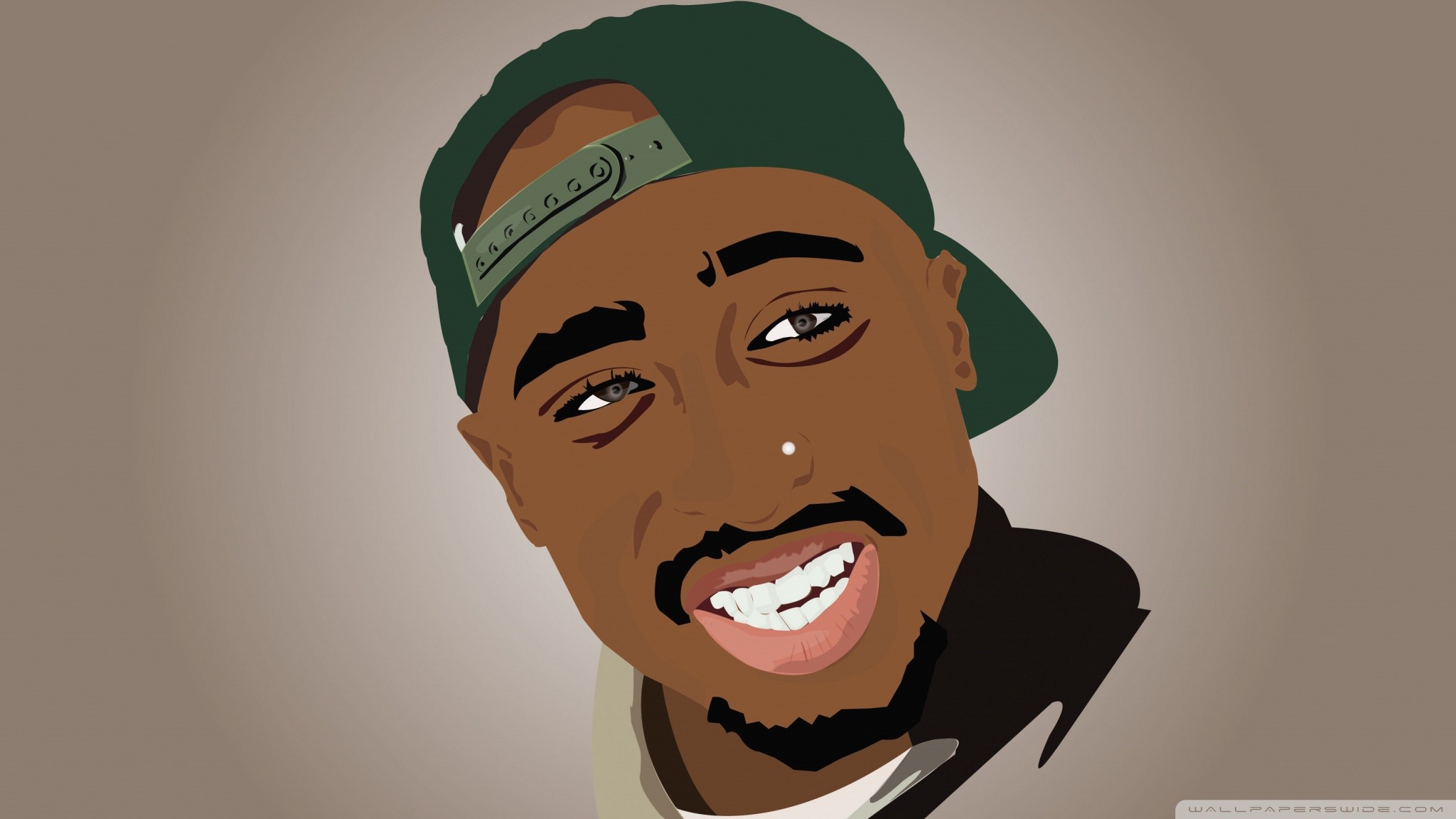 Tupac Shakur, 2Pac, Cappellino, Illustrazione, 16:9 Full HD, sfondo widescreen