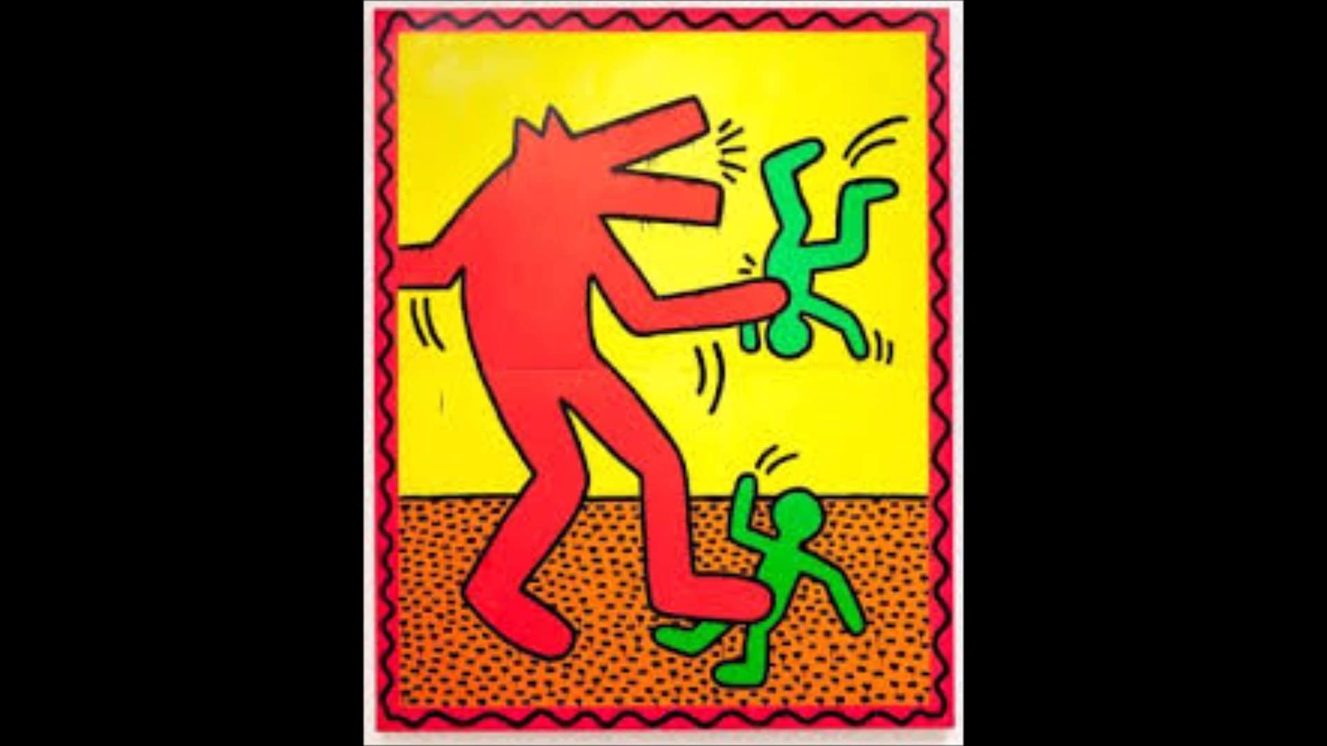 Keith Haring, Figura rossa, Pop art, Giallo, 1920x1080, immagine di sfondo