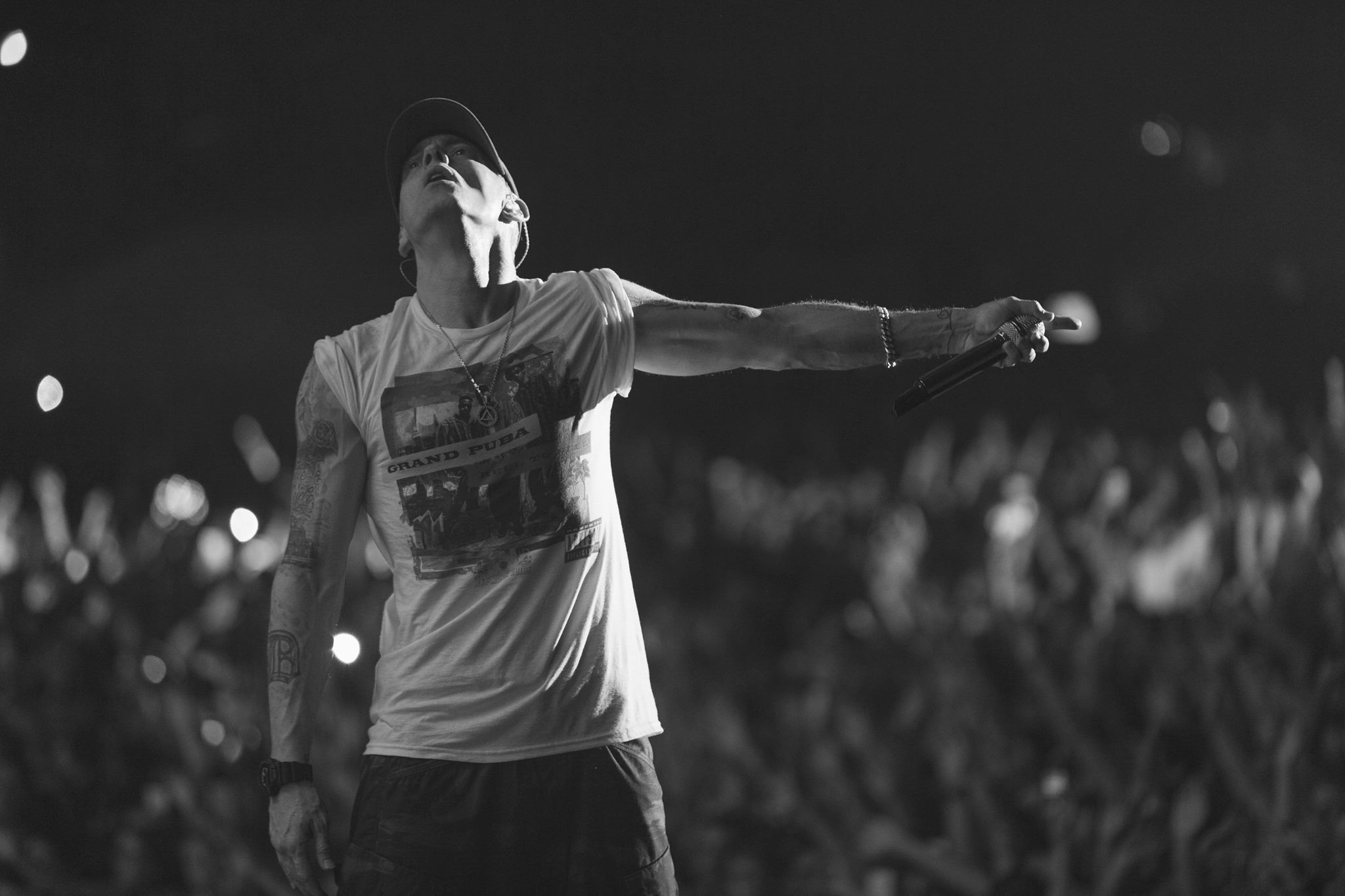 Eminem, Concerto, Bianco e nero, Full HD, sfondo per PC
