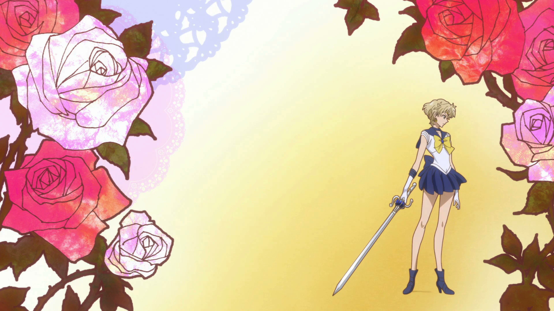 Sailor Uranus, Sailor Moon Crystal, Rose, Spada, Full HD, sfondo desktop