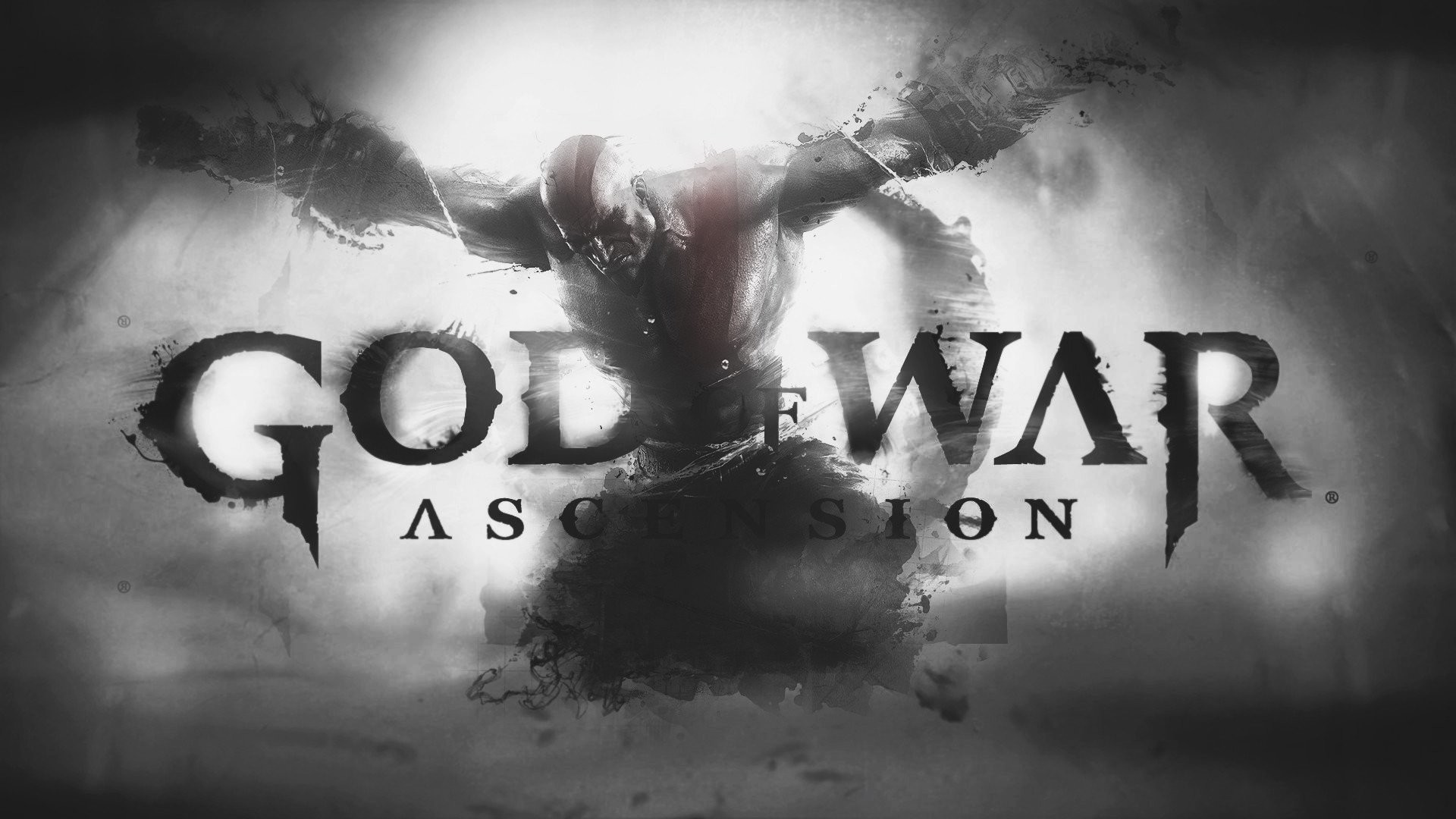 God of War: Ascension, Logo, Bianco e nero, Full HD 1080p, sfondo desktop