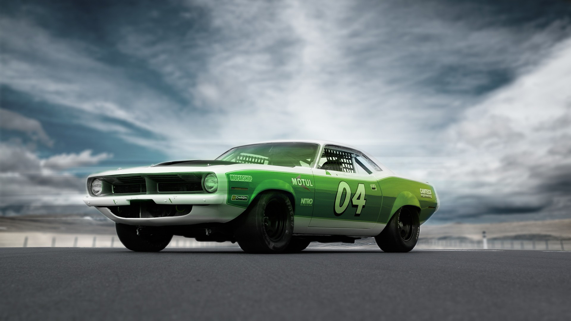Plymouth Barracuda, Muscle car, Verde, Full HD, sfondo per PC e portatile