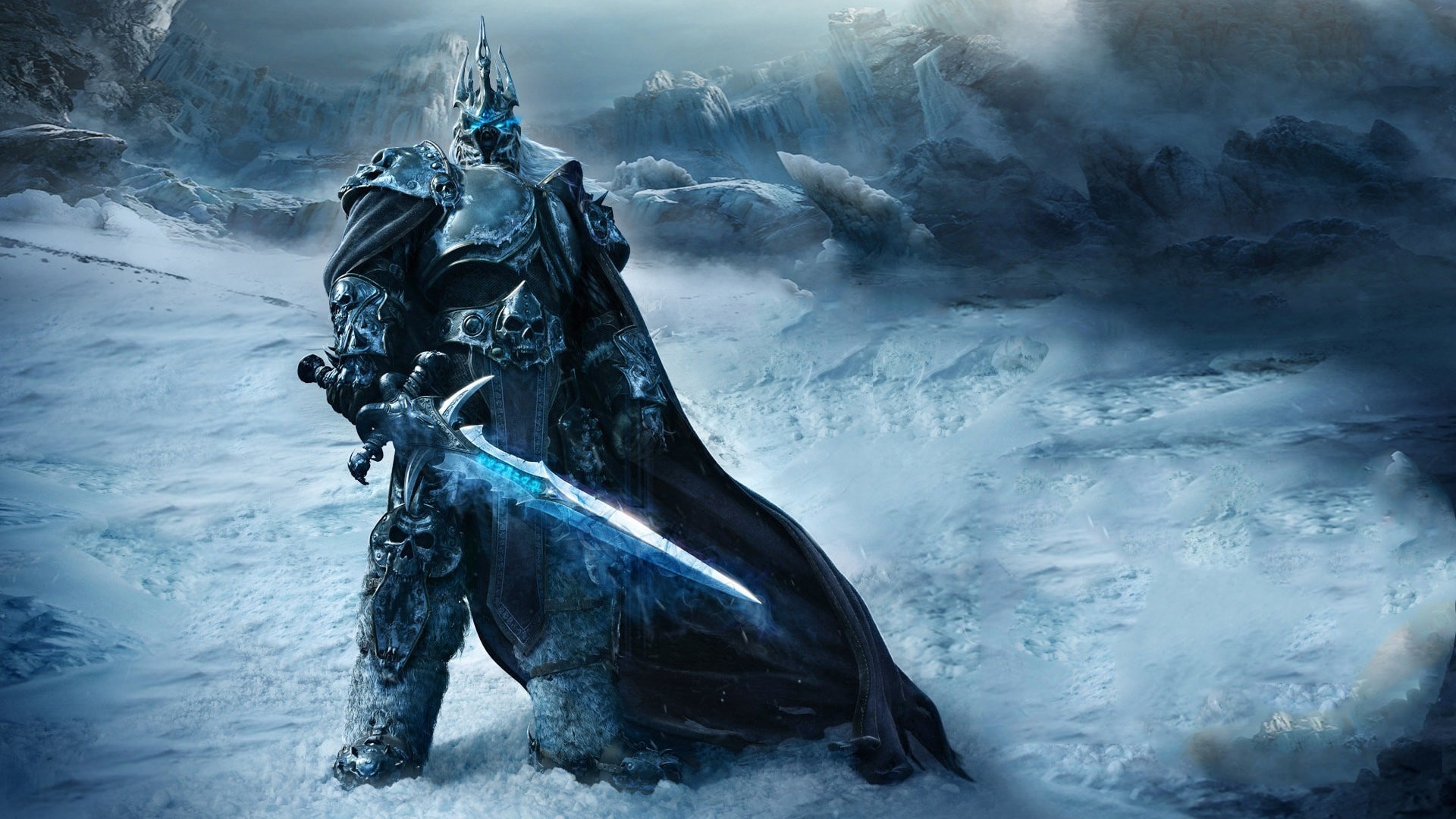 Arthas Menethil, Re dei Lich, Frostmourne, Warcraft, Tempesta di neve, sfondo Full HD per PC
