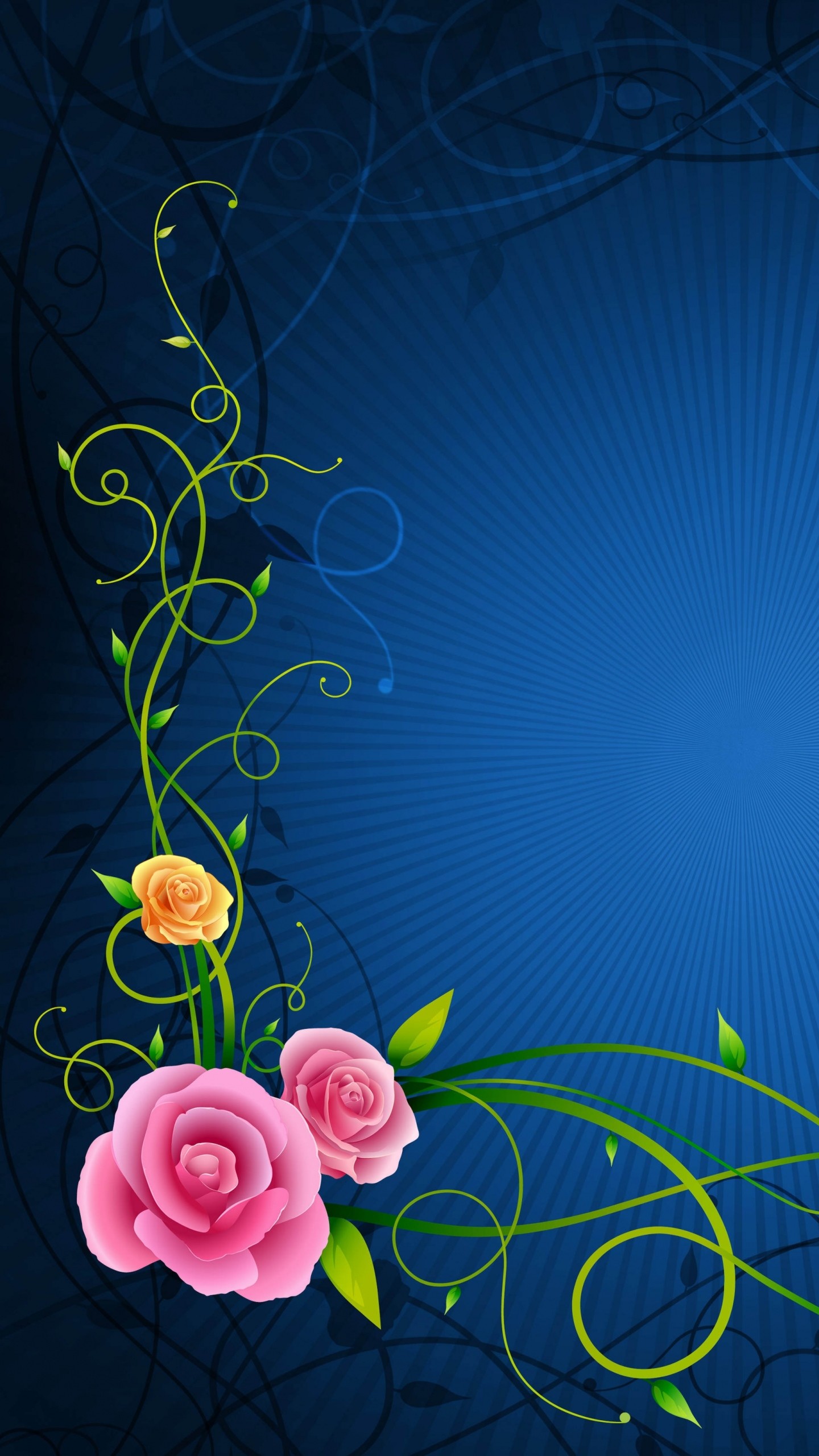 Rose, Ornamenti, Sfondo blu, schermata di blocco Samsung S7