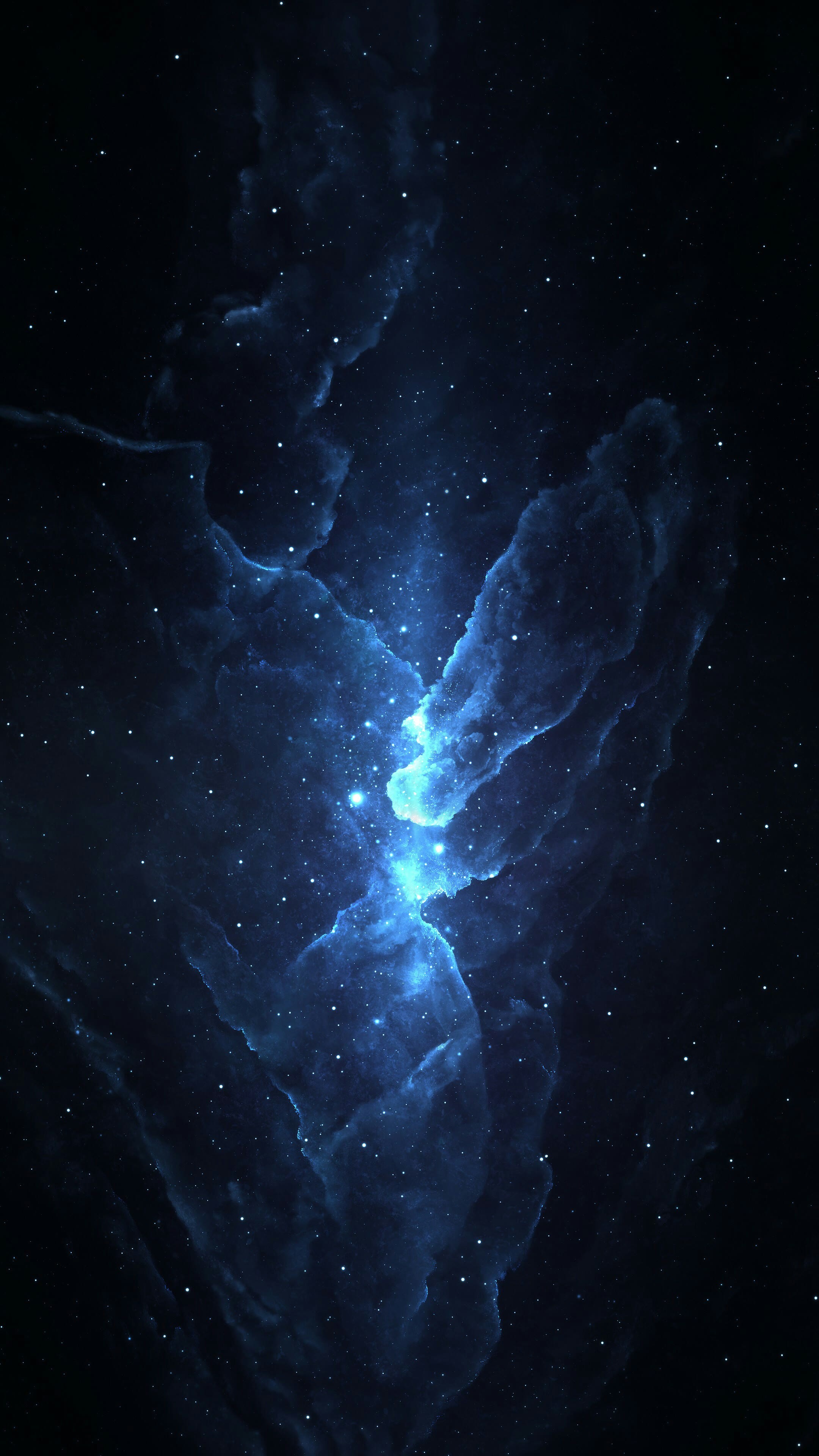 Nebulosa, Spazio, Blu scuro, sfondo Android QHD+