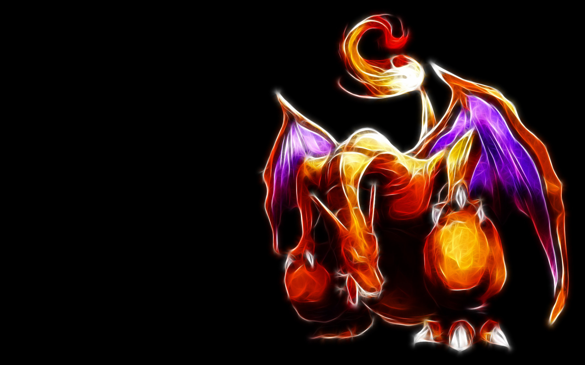 Charizard, Pokémon, Arte frattale, Sfondo nero, 1920x1200, wallpaper desktop