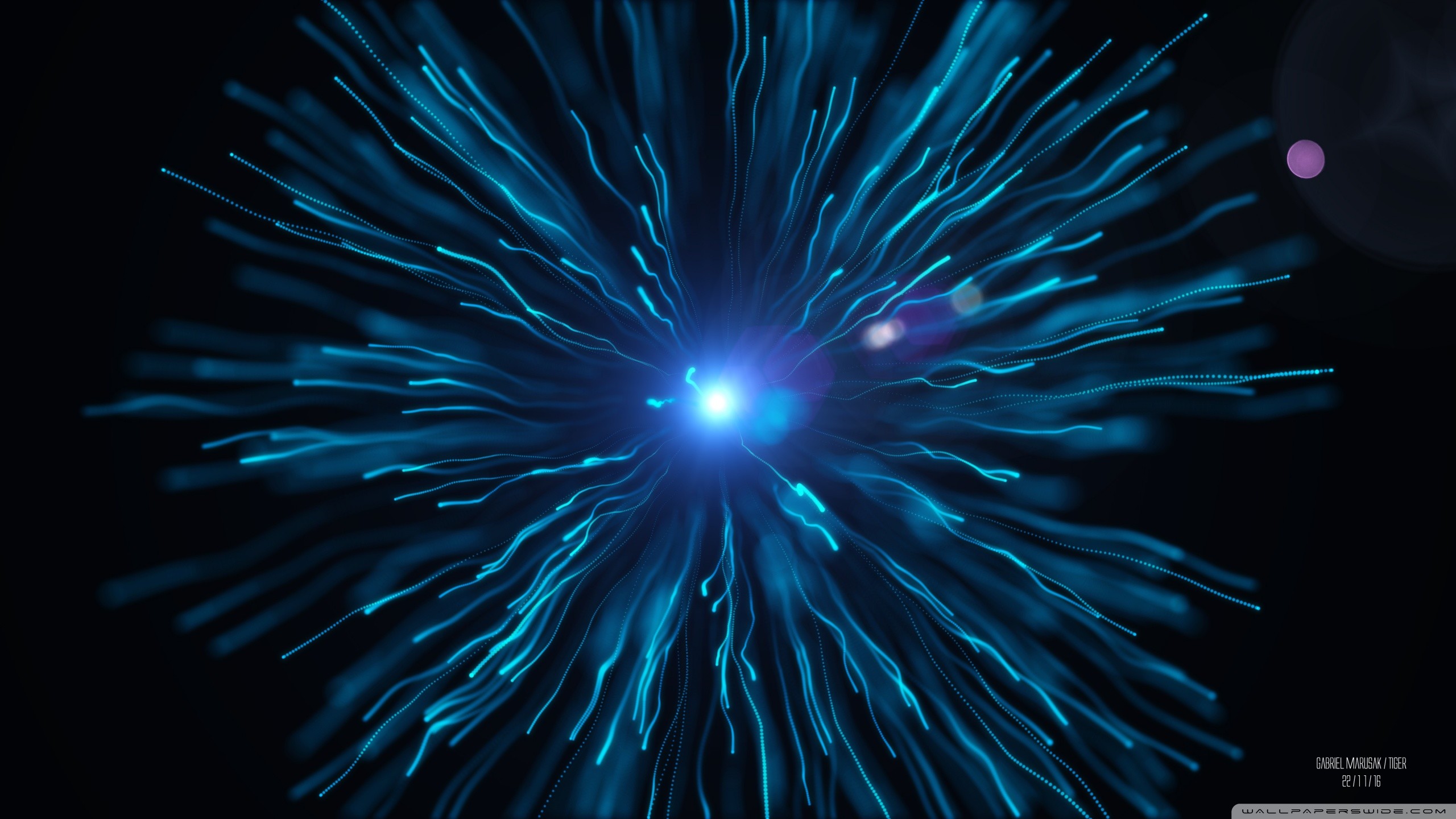 Esplosione di luce, Blu, Astratto, 16:9 2K, sfondo widescreen