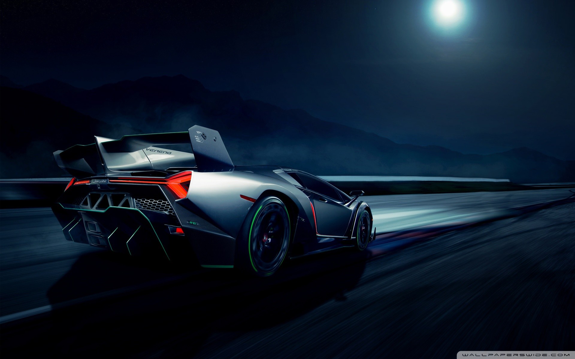 Lamborghini Veneno, Hypercar, Notte, Luna, Full HD, sfondo desktop