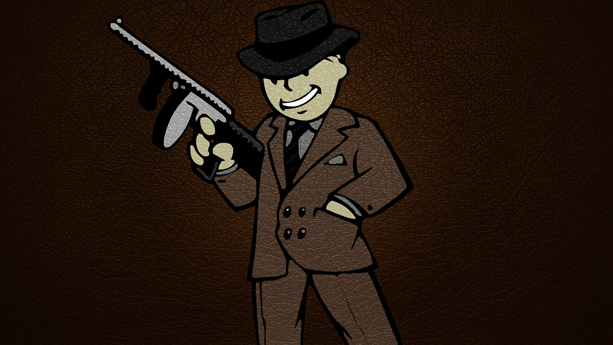 Vault Boy, Fallout, Gangster, Mitra Thompson, Marrone, Full HD, sfondo per PC e portatile