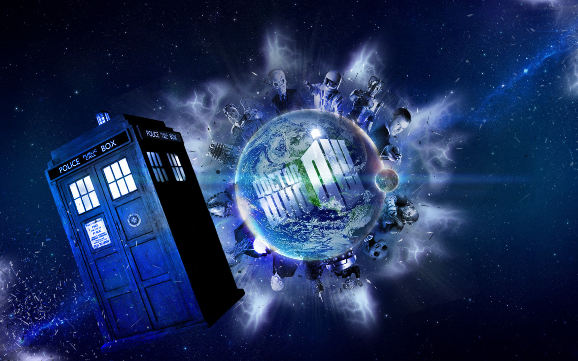 TARDIS, Doctor Who, Logo, Pianeta, Spazio, 1920x1200, sfondo MacBook Pro
