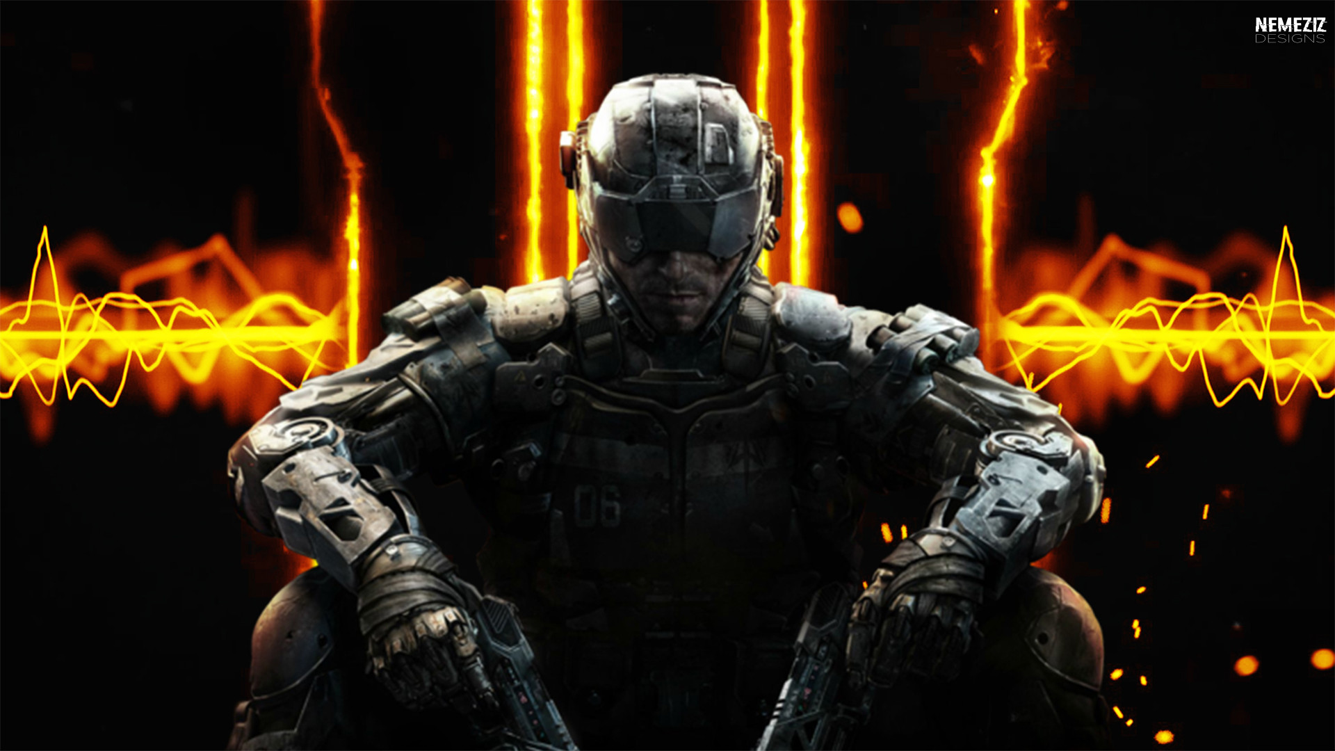 Call of Duty: Black Ops III, Soldato, Armatura, Fuoco, Full HD, sfondo per PC
