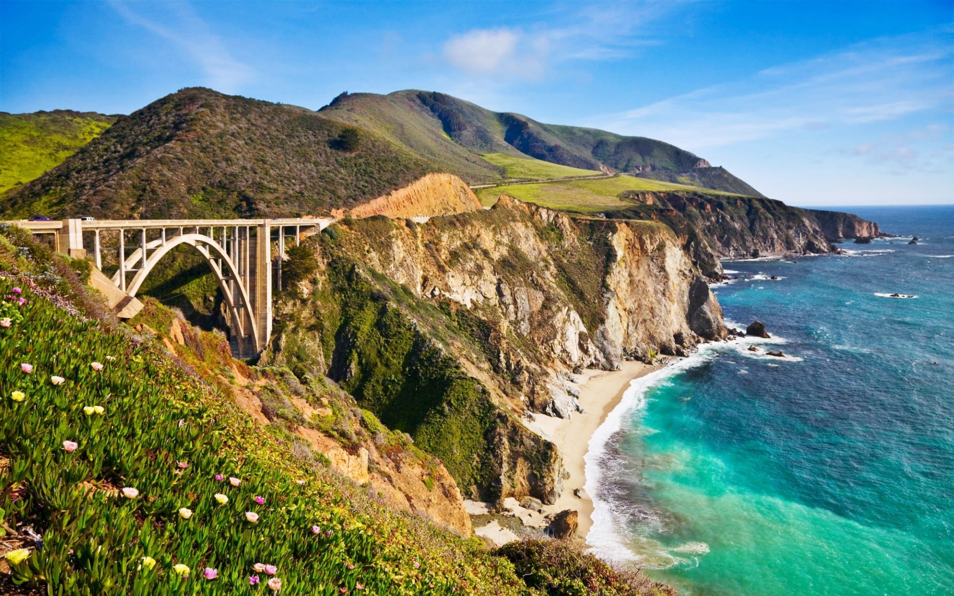 Bixby Creek Bridge, Big Sur, California, Costa, Oceano Pacifico, sfondo Windows 11