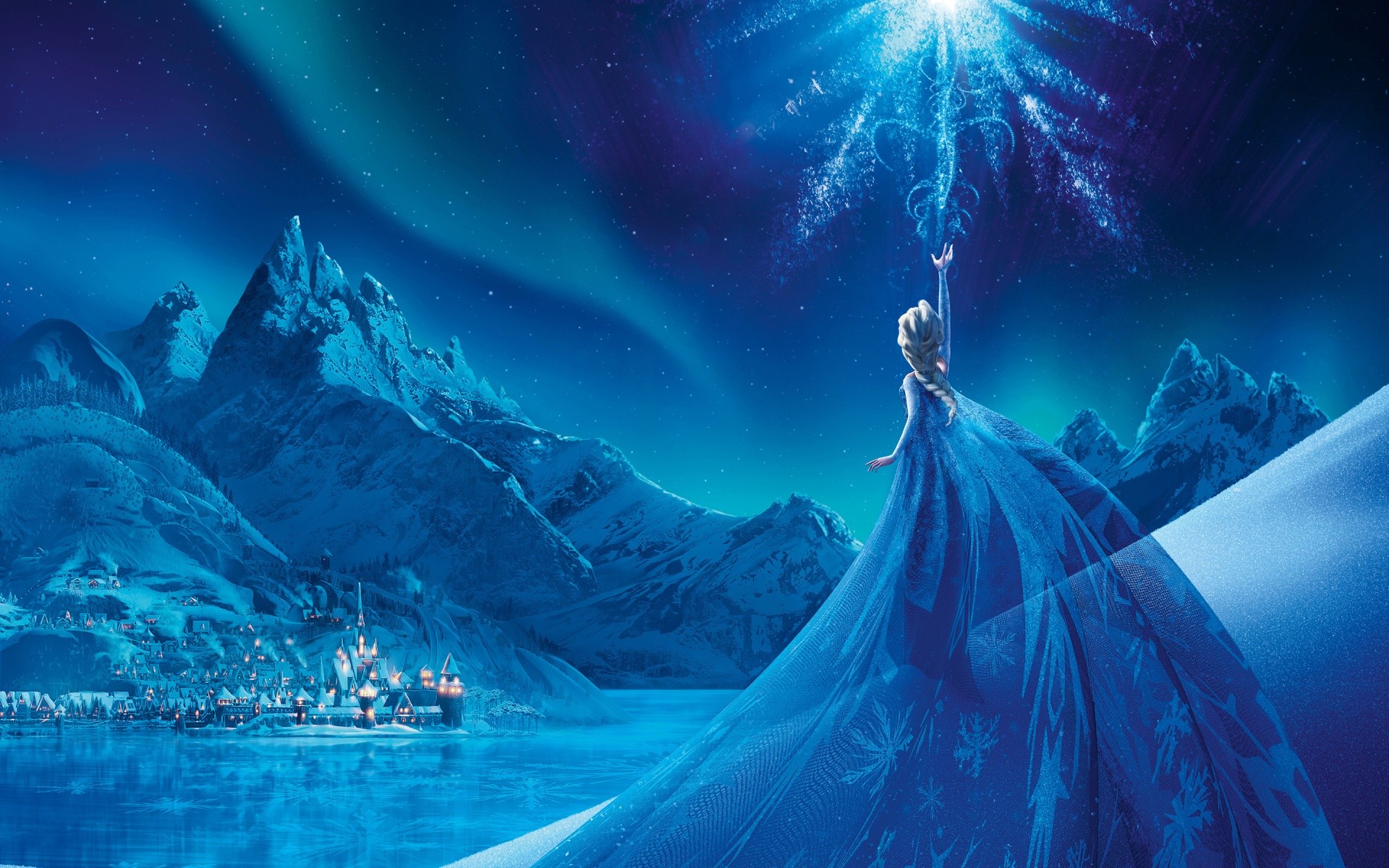 Elsa, Montagna del Nord, Aurora boreale, Arendelle, 16:10 Full HD, wallpaper widescreen