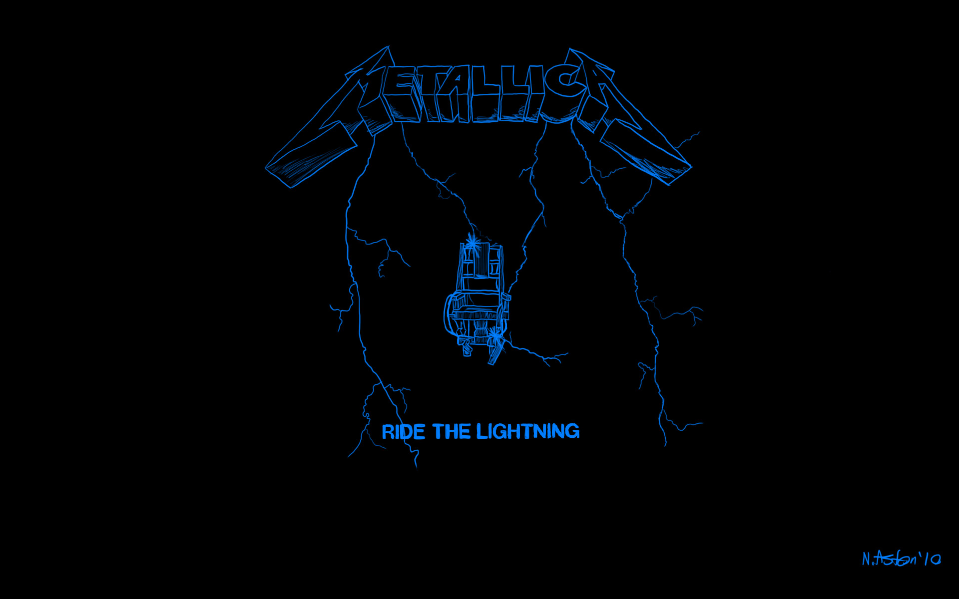 Metallica, Ride the Lightning, Sedia elettrica, Blu, 1920x1200, sfondo per PC