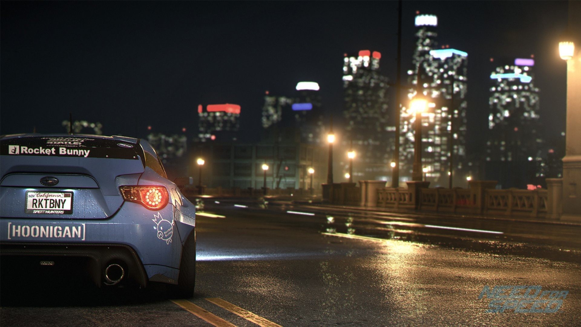 Subaru BRZ, Need for Speed, Hoonigan, Rocket Bunny, Città di notte, sfondo Full HD per computer
