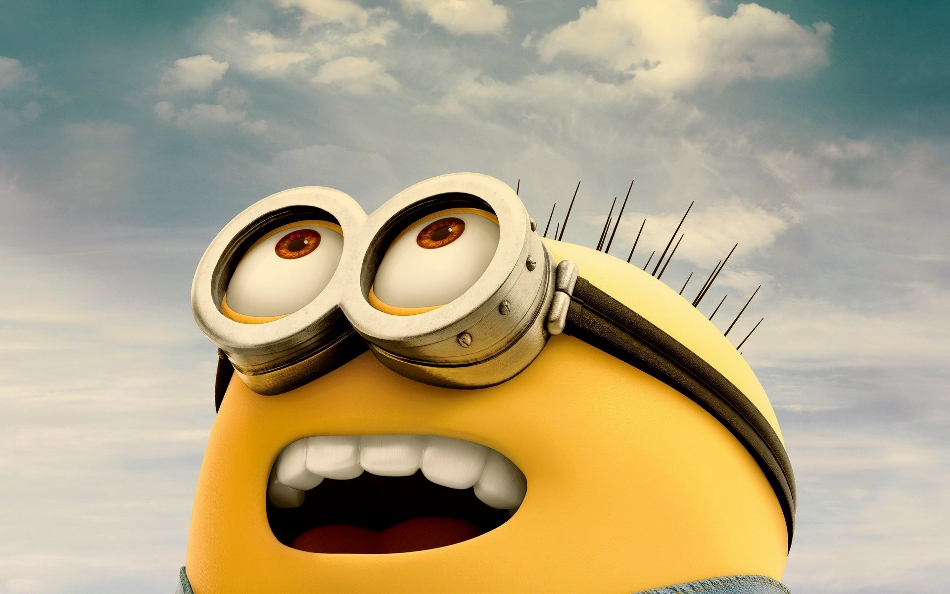 Minions, Primo piano, Occhialoni, Cielo, Full HD, sfondo Windows 11