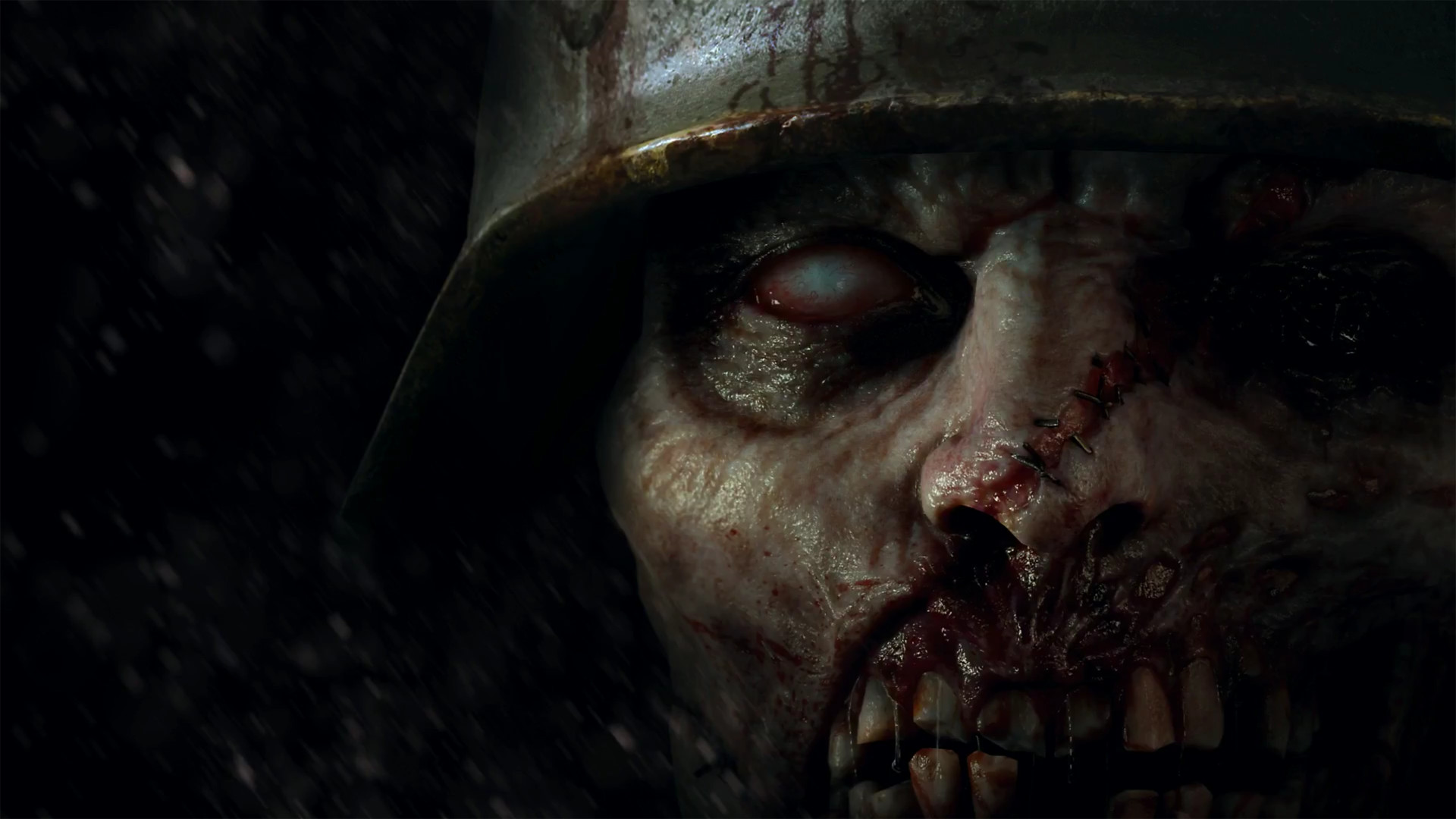 Zombi, Elmetto, Sangue, Primo piano, Scuro, 1920x1080, immagine di sfondo
