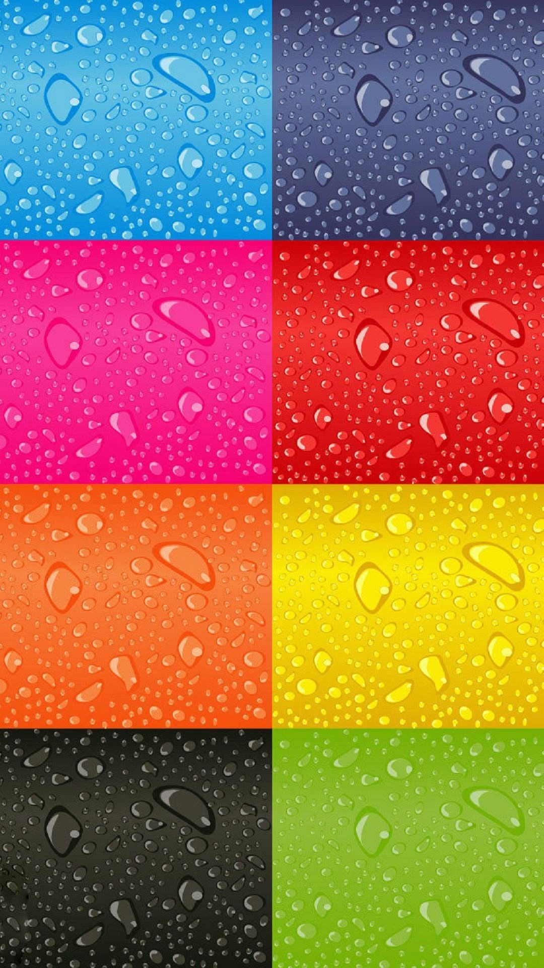 Gocce d'acqua, Riquadri colorati, Rosa, Giallo, Full HD, sfondo per smartphone