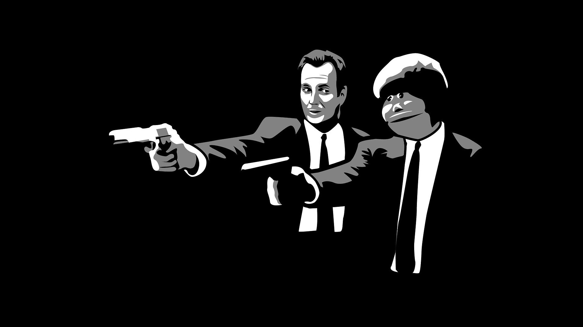Pulp Fiction, Parodia, Pistole, Sfondo nero, Full HD, wallpaper per portatile