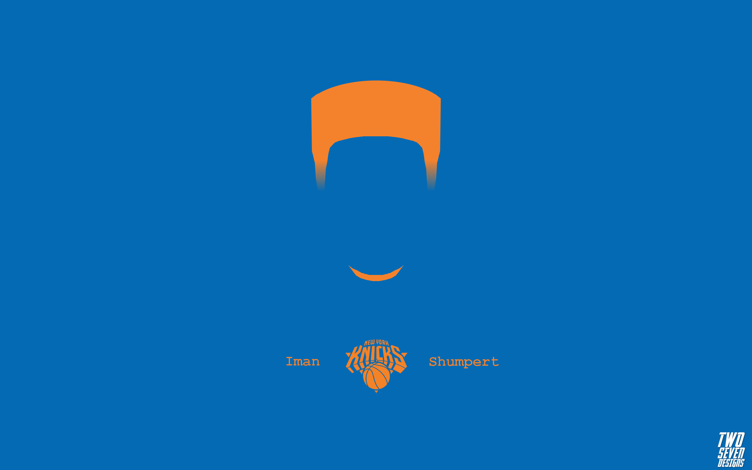 Iman Shumpert, New York Knicks, Minimalista, Sfondo blu, 2K, wallpaper per portatile