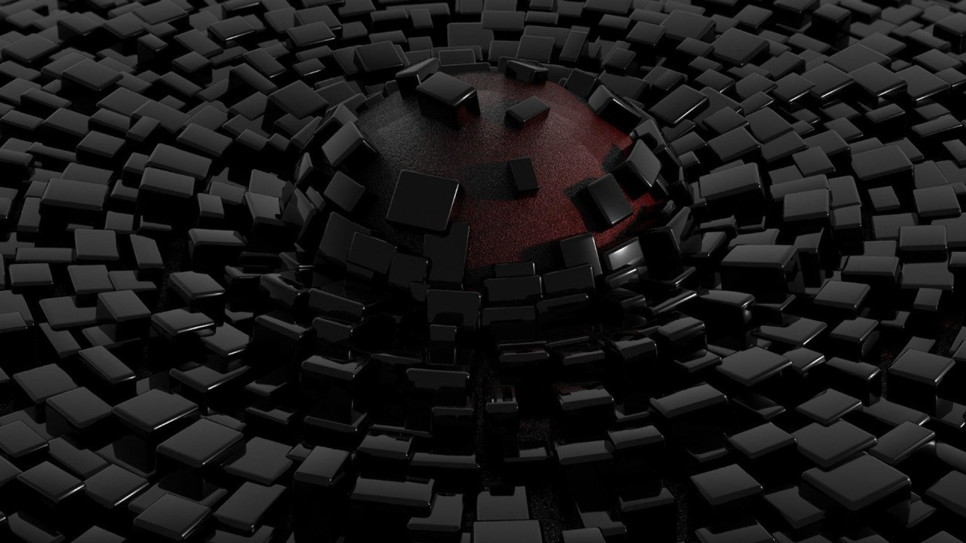 Cubi neri, Render 3D, Astratto, 1920x1080, immagine di sfondo