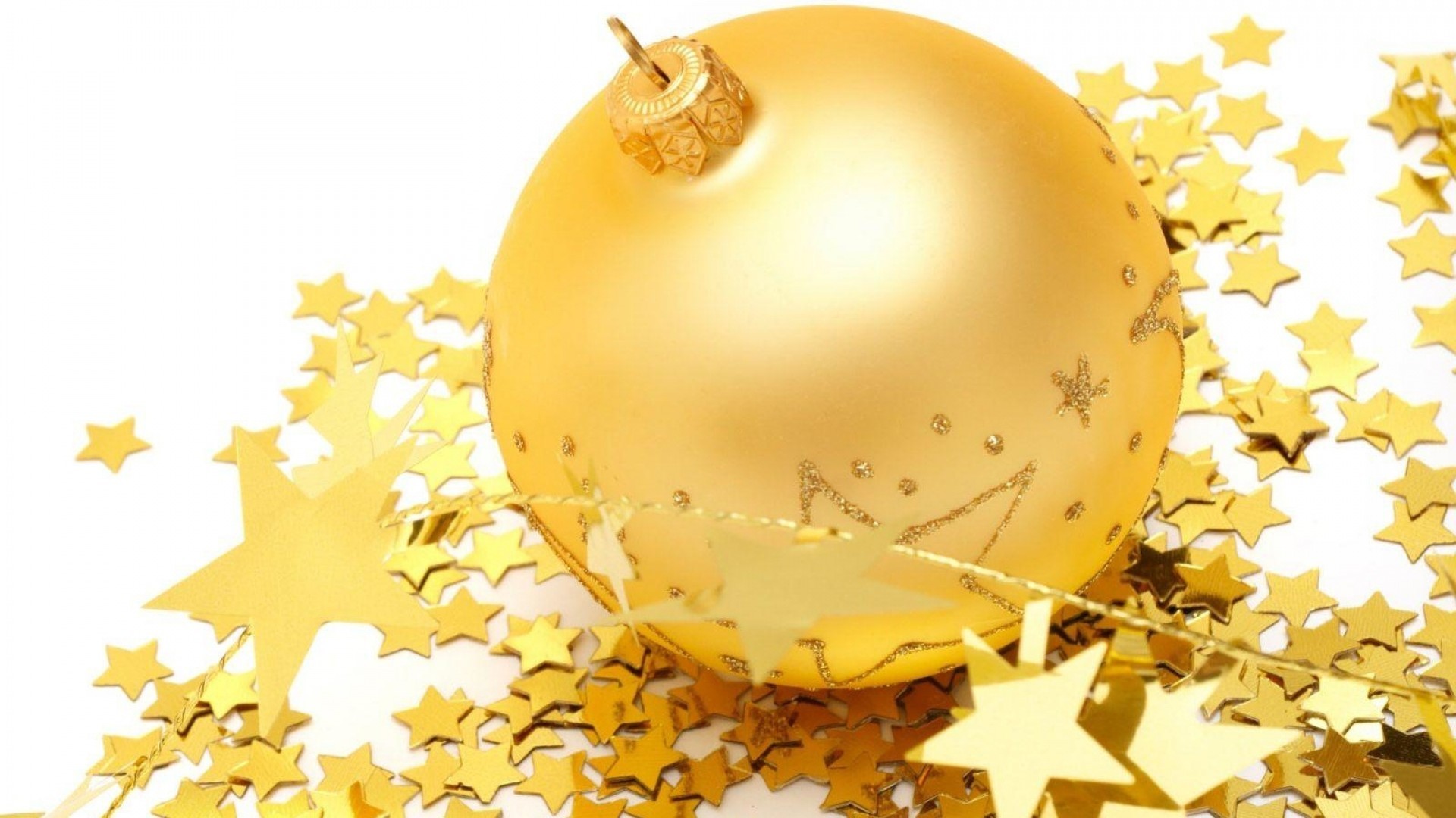 Pallina dorata, Stelle dorate, Natale, Full HD, sfondo Windows 11