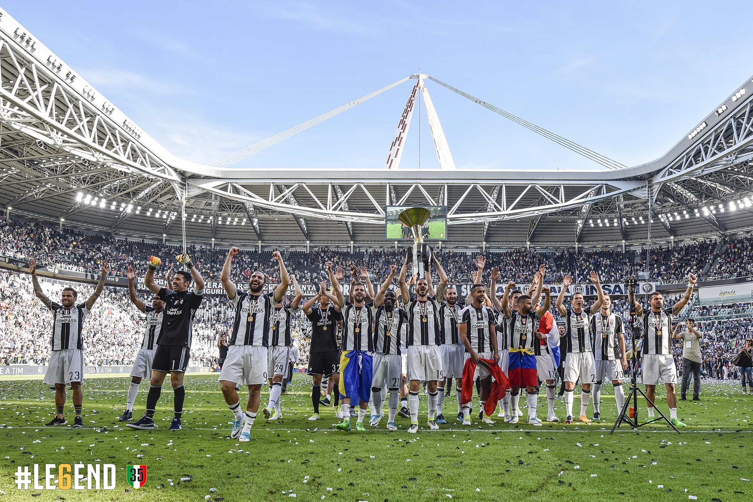 Juventus Stadium, Festa scudetto, Giocatori, #Legend, Full HD, sfondo per PC