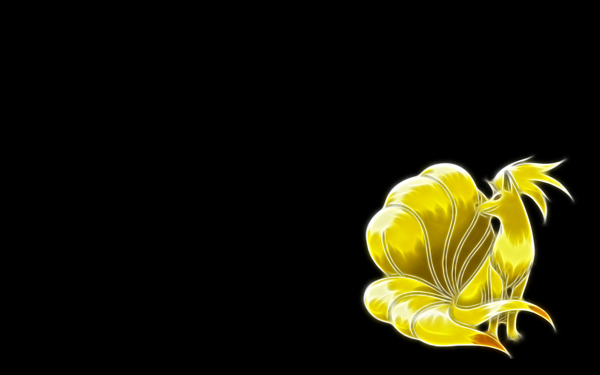Ninetales, Pokémon, Arte frattale, Giallo, Sfondo nero, 1920x1200, wallpaper desktop