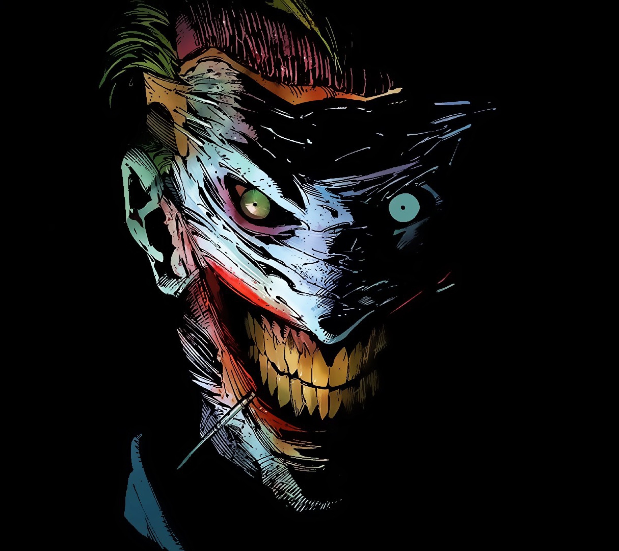 Joker, DC Comics, Fumetto, Sorriso, Sfondo nero, Full HD, schermata di blocco iPad