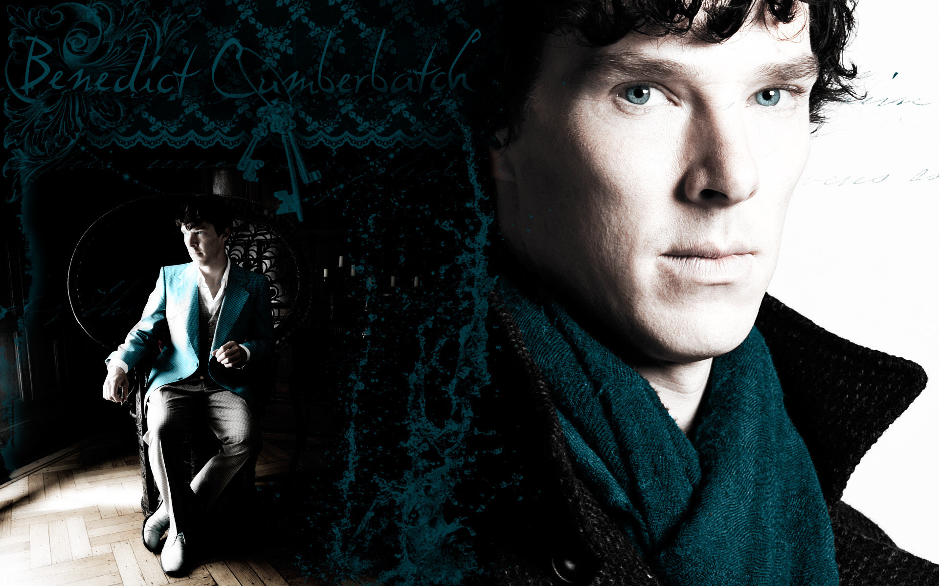 Benedict Cumberbatch, Sherlock, Sherlock Holmes, Collage, Primo piano, sfondo MacBook Pro