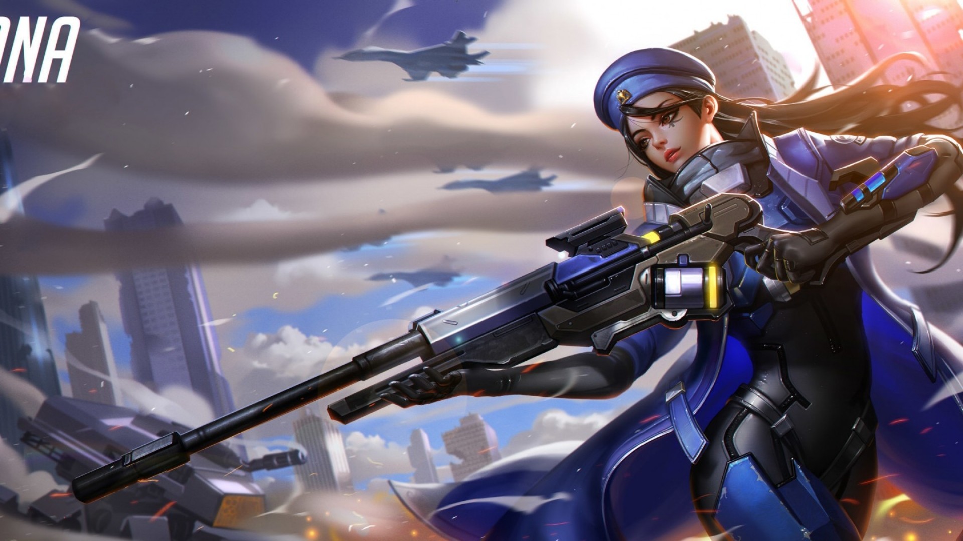 Ana, Overwatch, Fucile di precisione, Cielo, Full HD, sfondo per PC e portatile