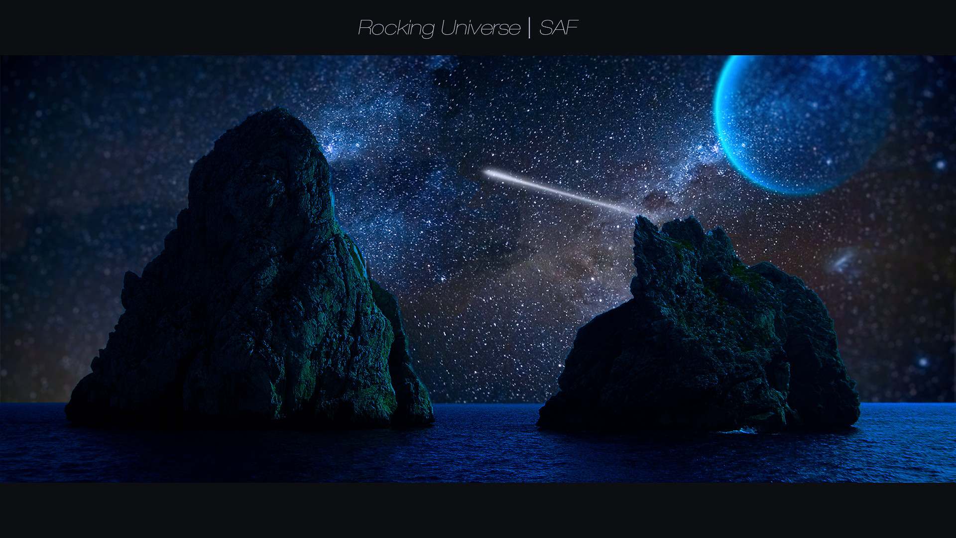 Rocking Universe, Scogli, Pianeta, Cometa, Notte, 1920x1080, immagine di sfondo