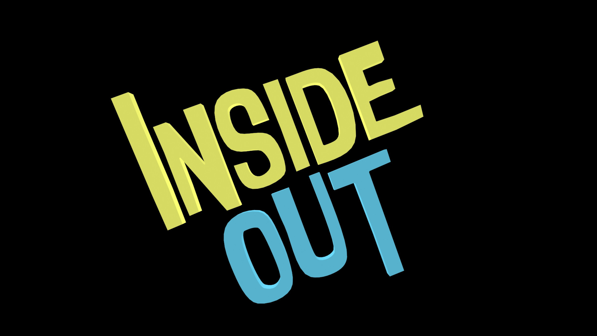 Inside Out, Logo, Sfondo nero, Tipografia, Giallo e azzurro, Full HD, wallpaper per portatile