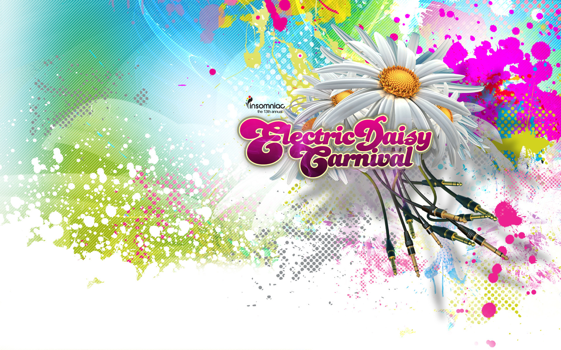 Electric Daisy Carnival, Logo, Margherita, Schizzi di colore, 1920x1200, sfondo per PC