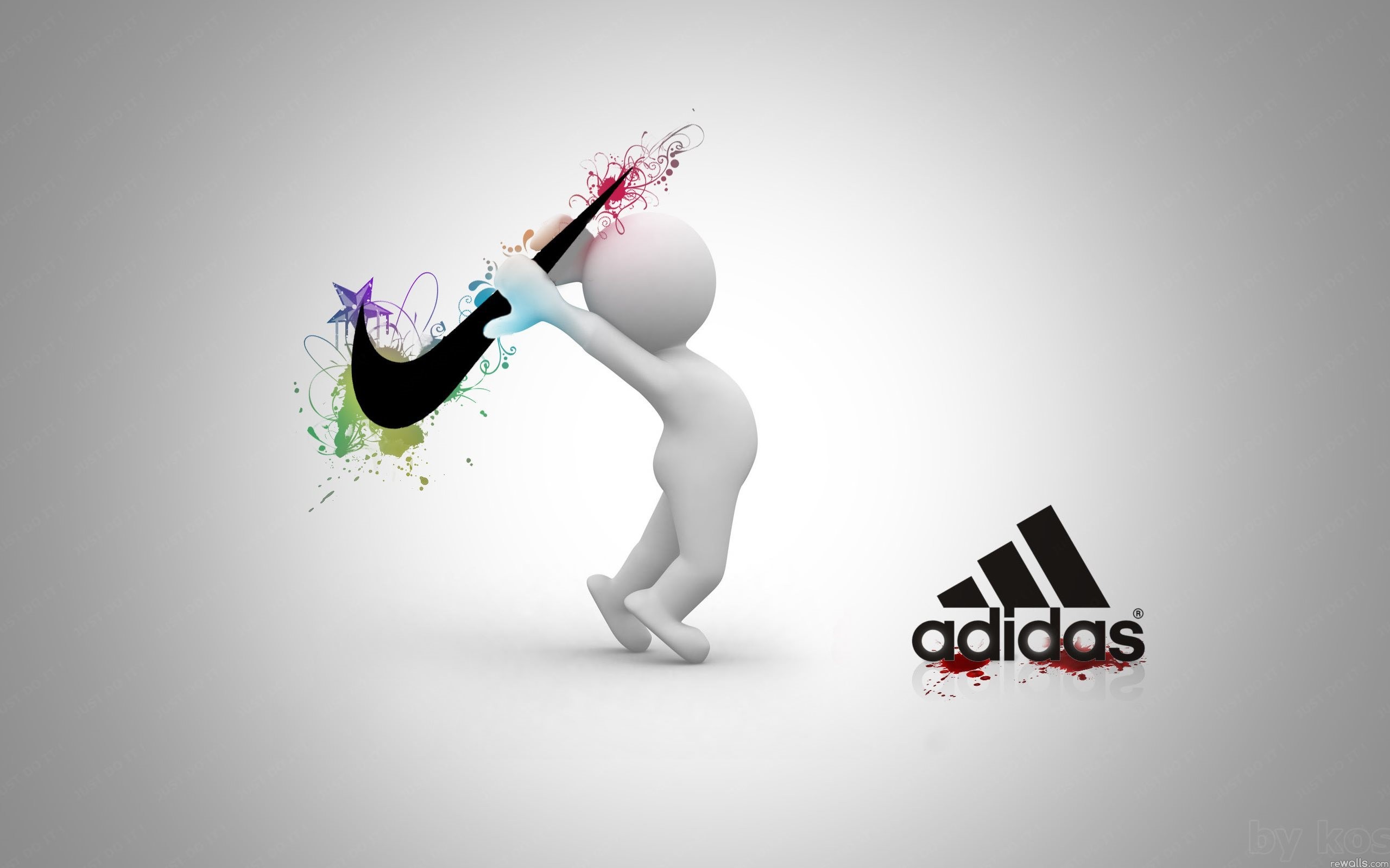 Adidas, Nike, Omino 3D, Rivalità, 2K, sfondo desktop