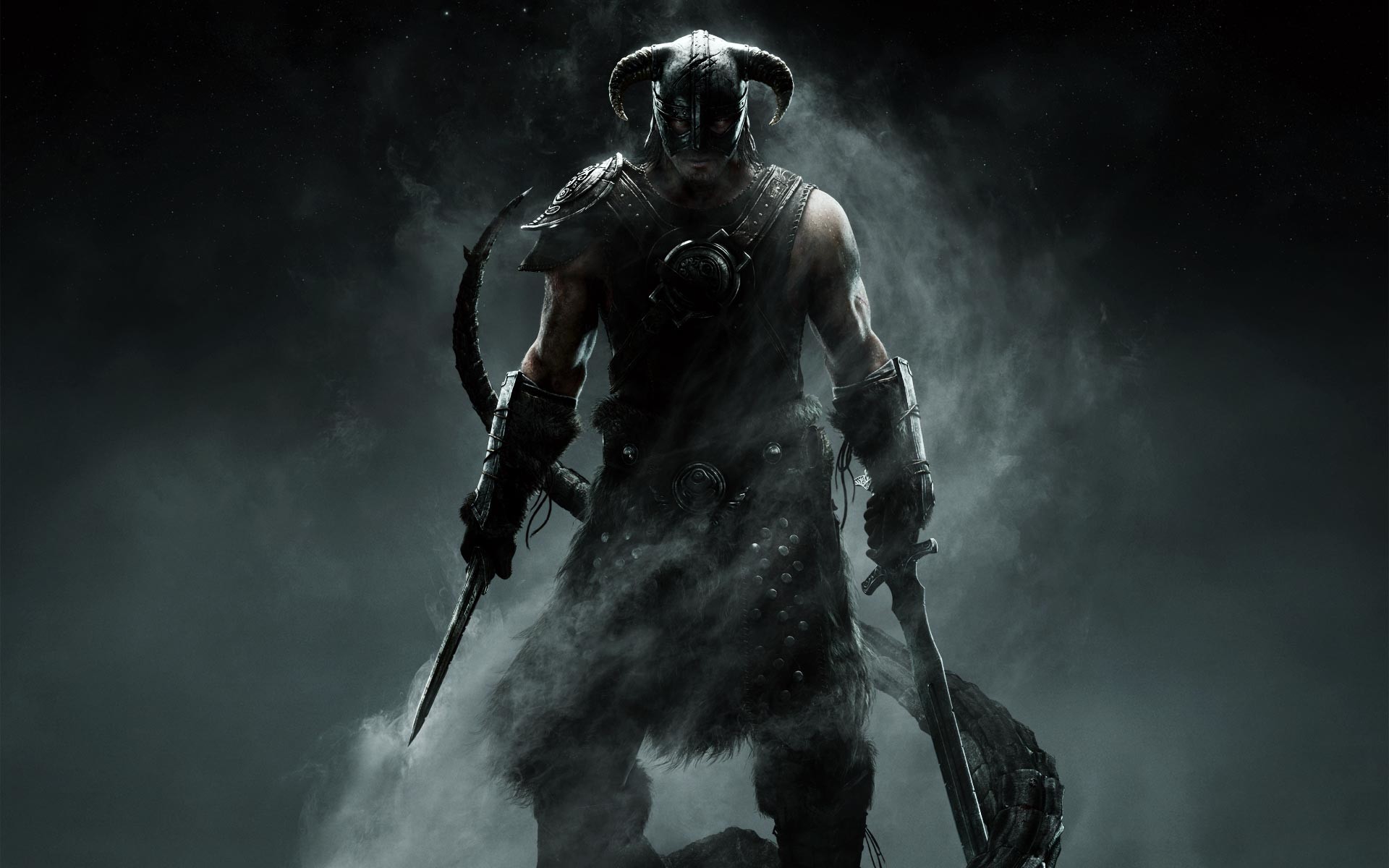The Elder Scrolls V: Skyrim, Dovahkiin, Elmo con corna, Buio, 16:10 Full HD, sfondo widescreen