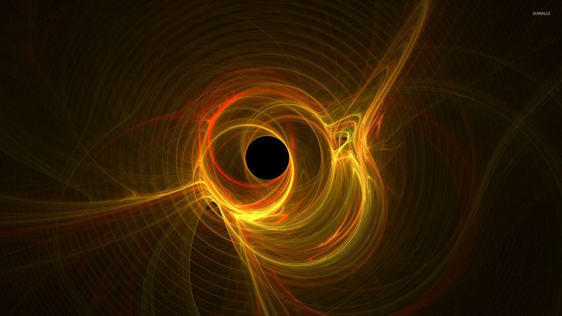 Buco nero, Astratto, Arte frattale, Arancione, Full HD, sfondo desktop