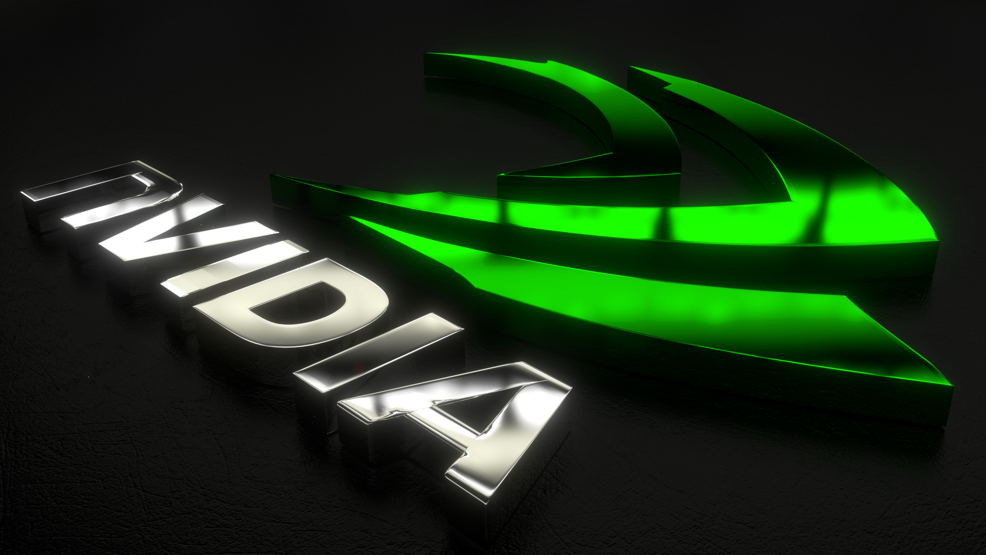 Logo Nvidia, Nvidia, Lettere 3D, Verde, Cromato, 1920x1080, sfondo per PC