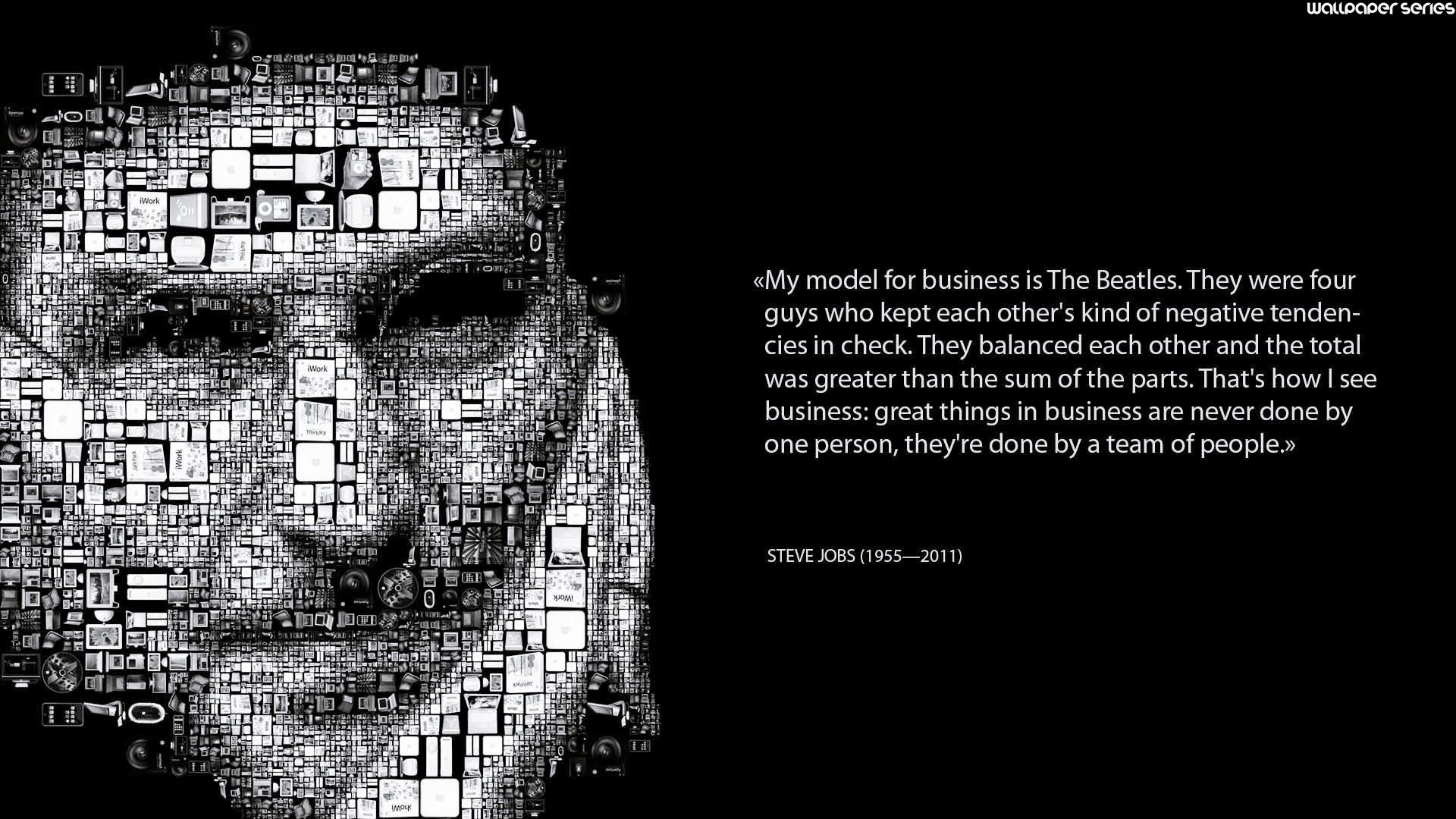 Steve Jobs, Citazione, The Beatles, Ritratto tipografico, Bianco e nero, sfondo desktop 1920x1080