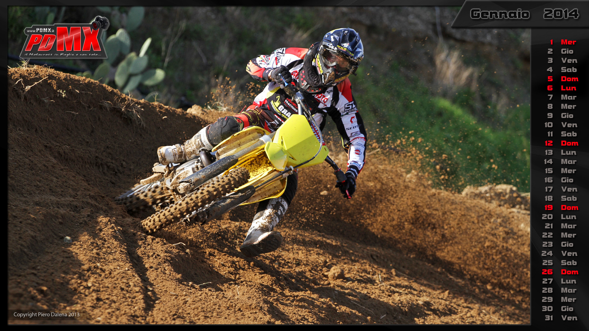 Suzuki RM-Z, Motocross, Calendario, Gennaio 2014, Curva, 1920x1080, sfondo per PC