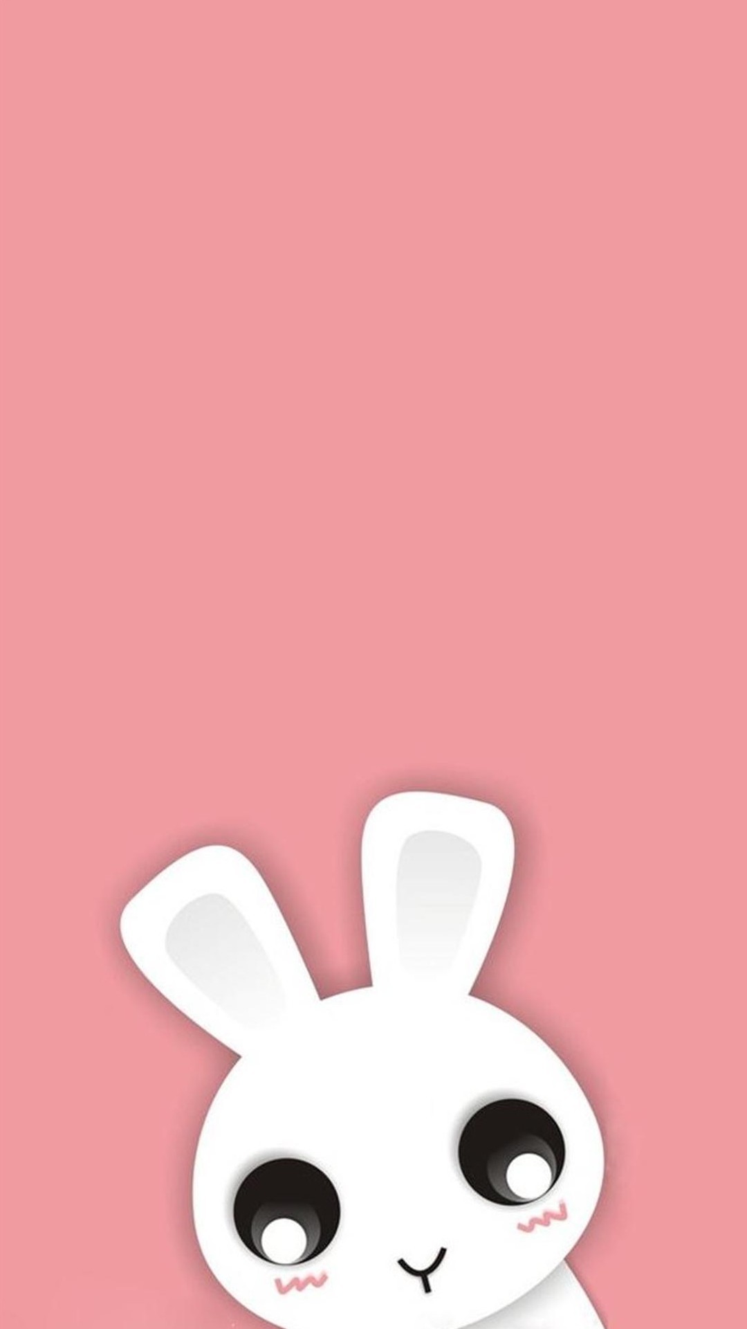 Coniglio, Kawaii, Sfondo rosa, Minimalista, Full HD, schermata di blocco del cellulare