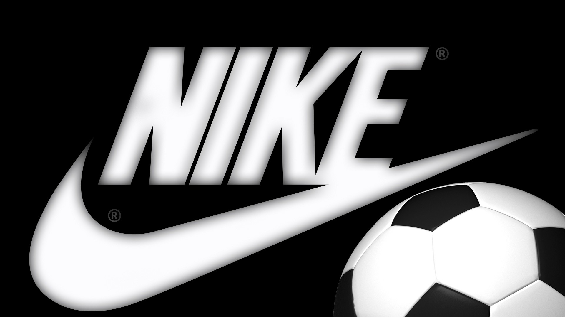 Nike, Logo, Pallone da calcio, Bianco e nero, Full HD, sfondo desktop