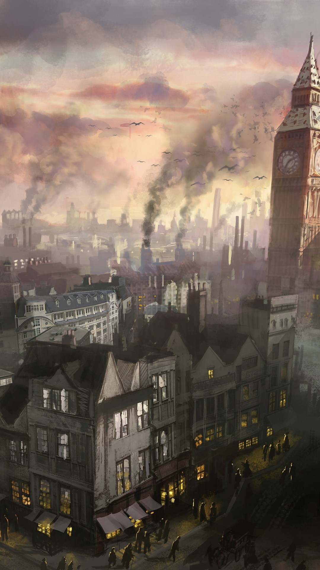 Assassin's Creed Syndicate, Londra, Big Ben, Ciminiere, Rivoluzione industriale, wallpaper cellulare