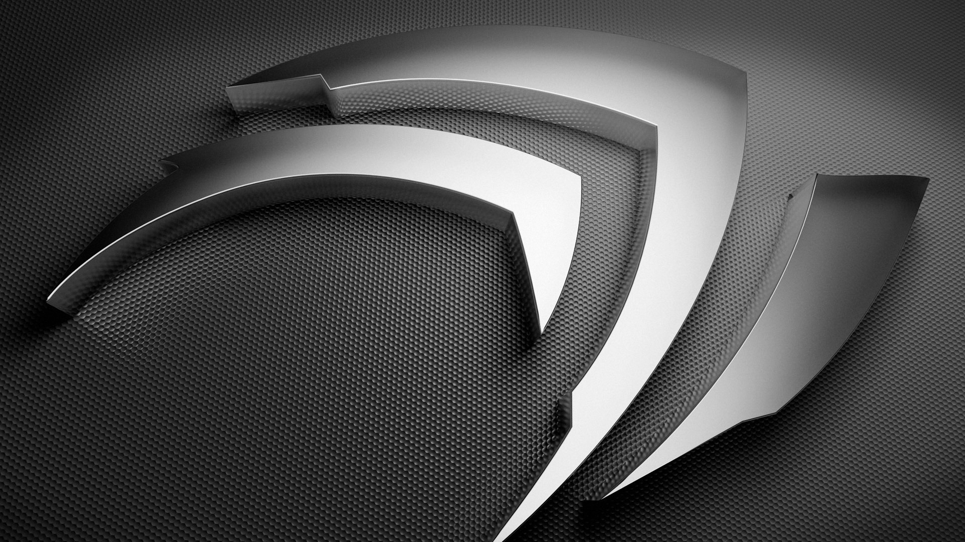 Logo Nvidia, Nvidia, Rendering 3D, Grigio, sfondo Full HD per desktop