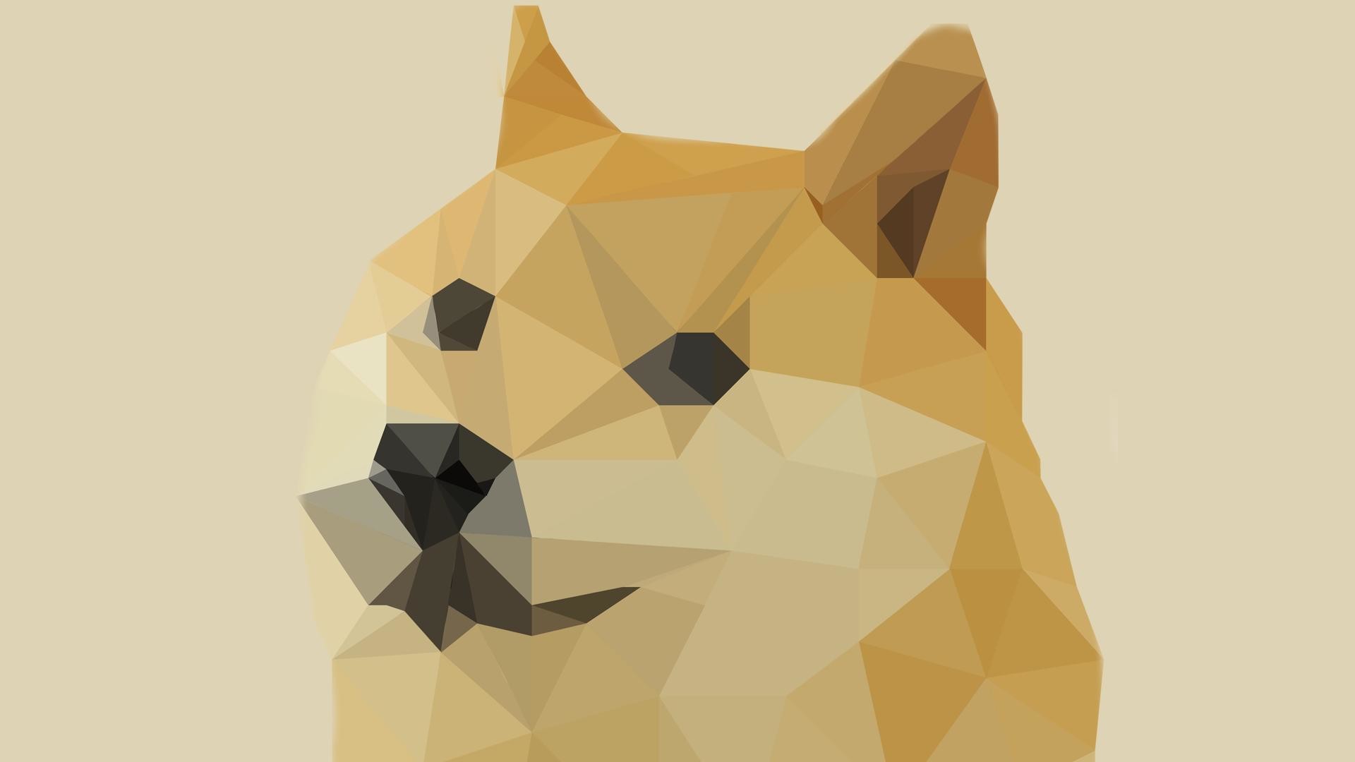 Doge, Low poly, Beige, Minimalista, Full HD, wallpaper desktop