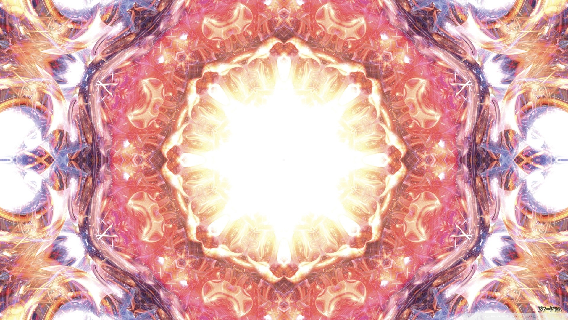 Caleidoscopio, Mandala, Luce, Rosa, Full HD, sfondo per PC e portatile