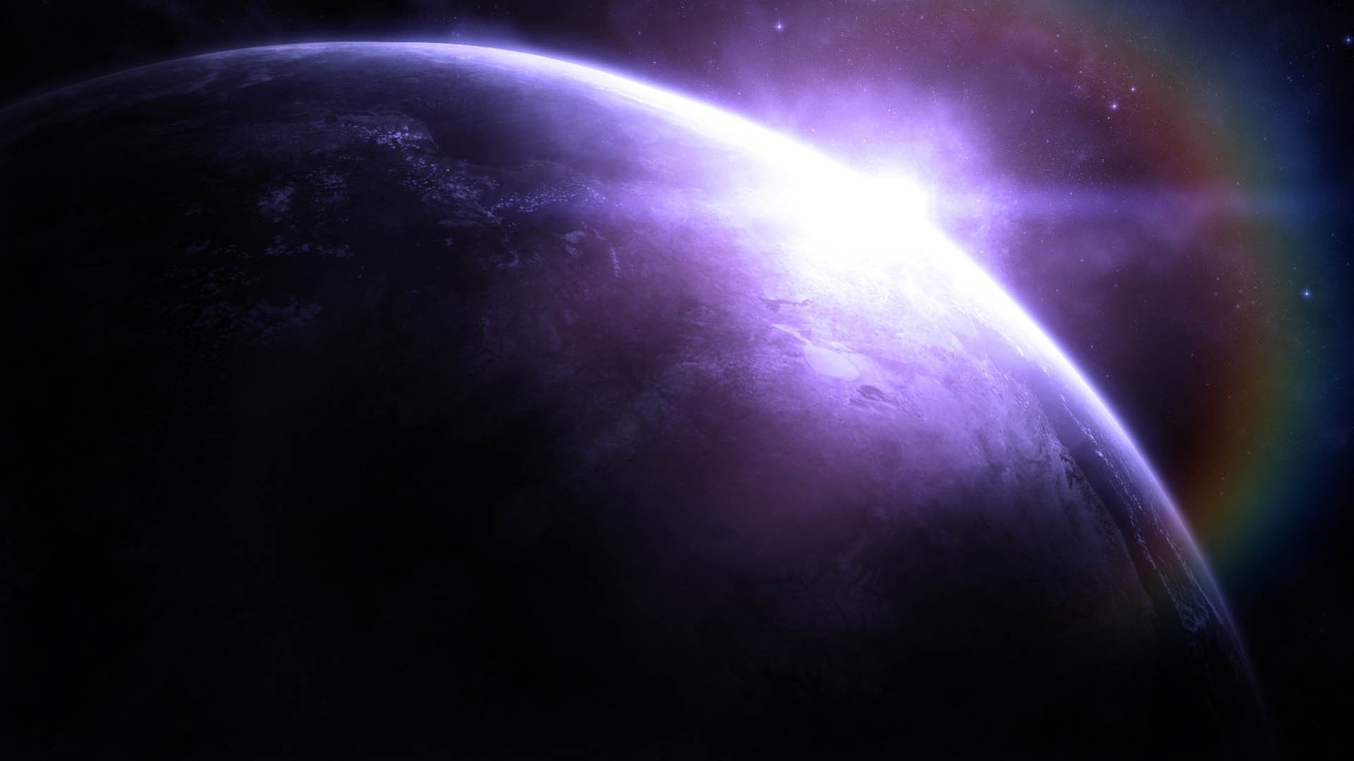 Pianeta, Bagliore, Spazio, Viola, 16:9 Full HD, sfondo widescreen