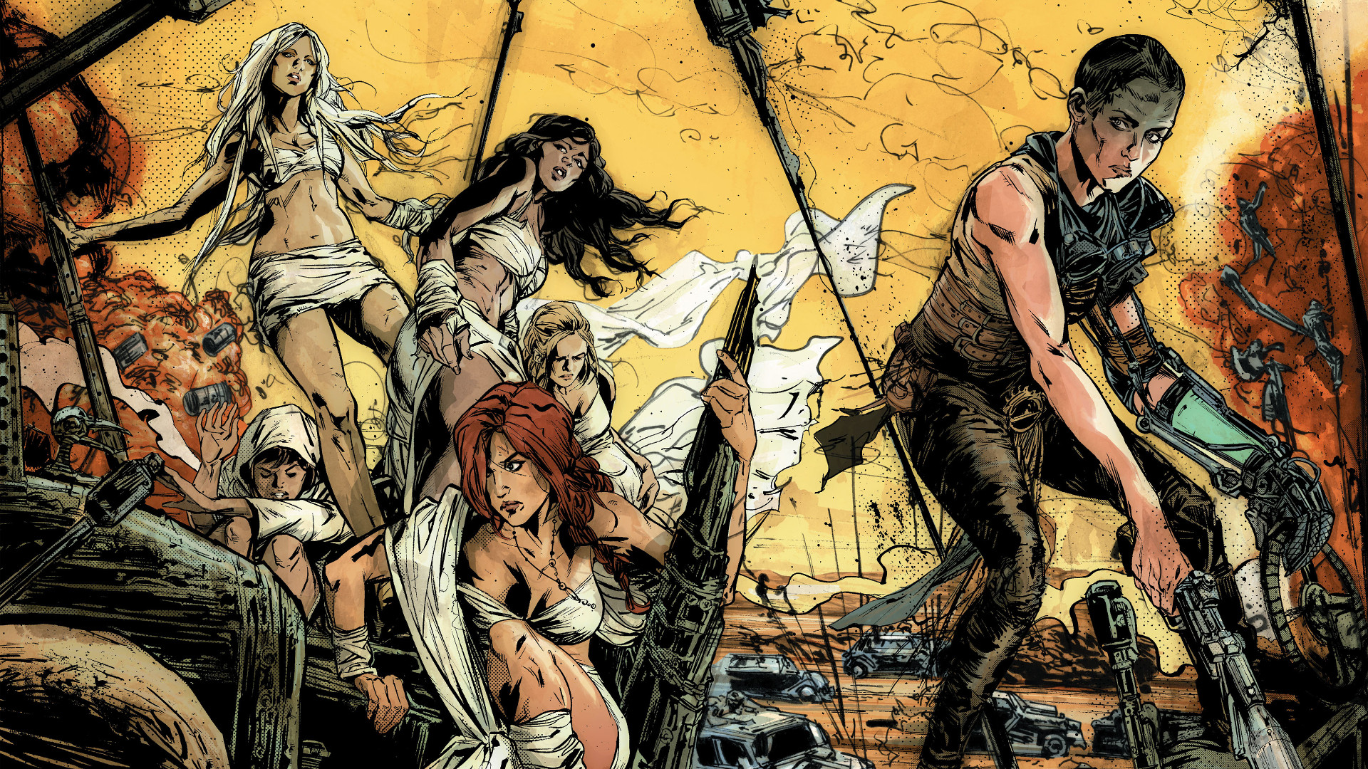 Mad Max: Fury Road, Furiosa, Mogli di Immortan Joe, Fumetto, Full HD, sfondo per PC e portatile
