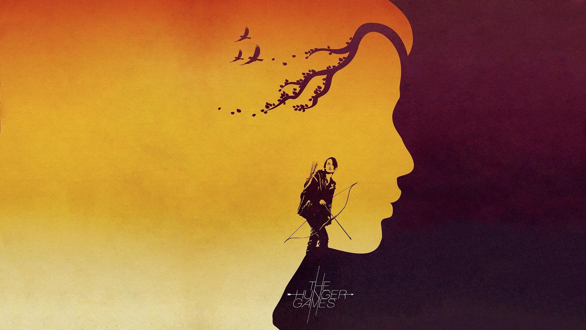 Hunger Games, Katniss Everdeen, Silhouette, Minimalismo, Full HD 1080p, sfondo desktop