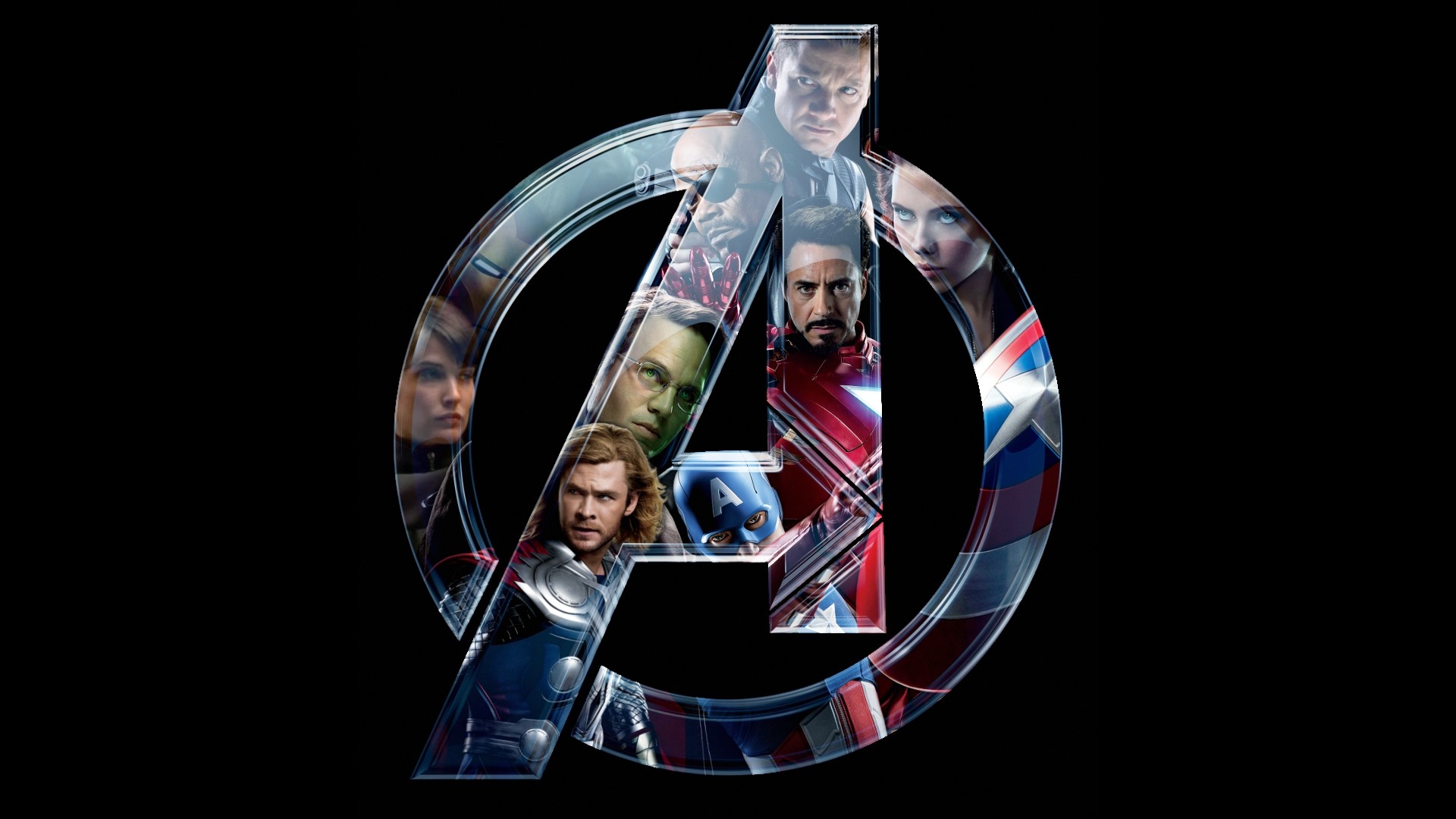 Logo Avengers, Iron Man, Thor, Capitan America, Sfondo nero, Full HD, wallpaper per portatile
